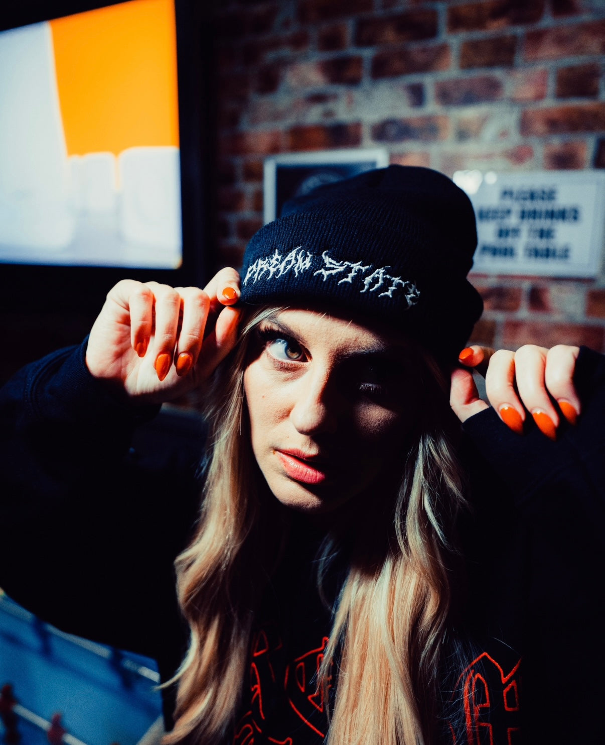 Dream State Embroidered Black Beanie