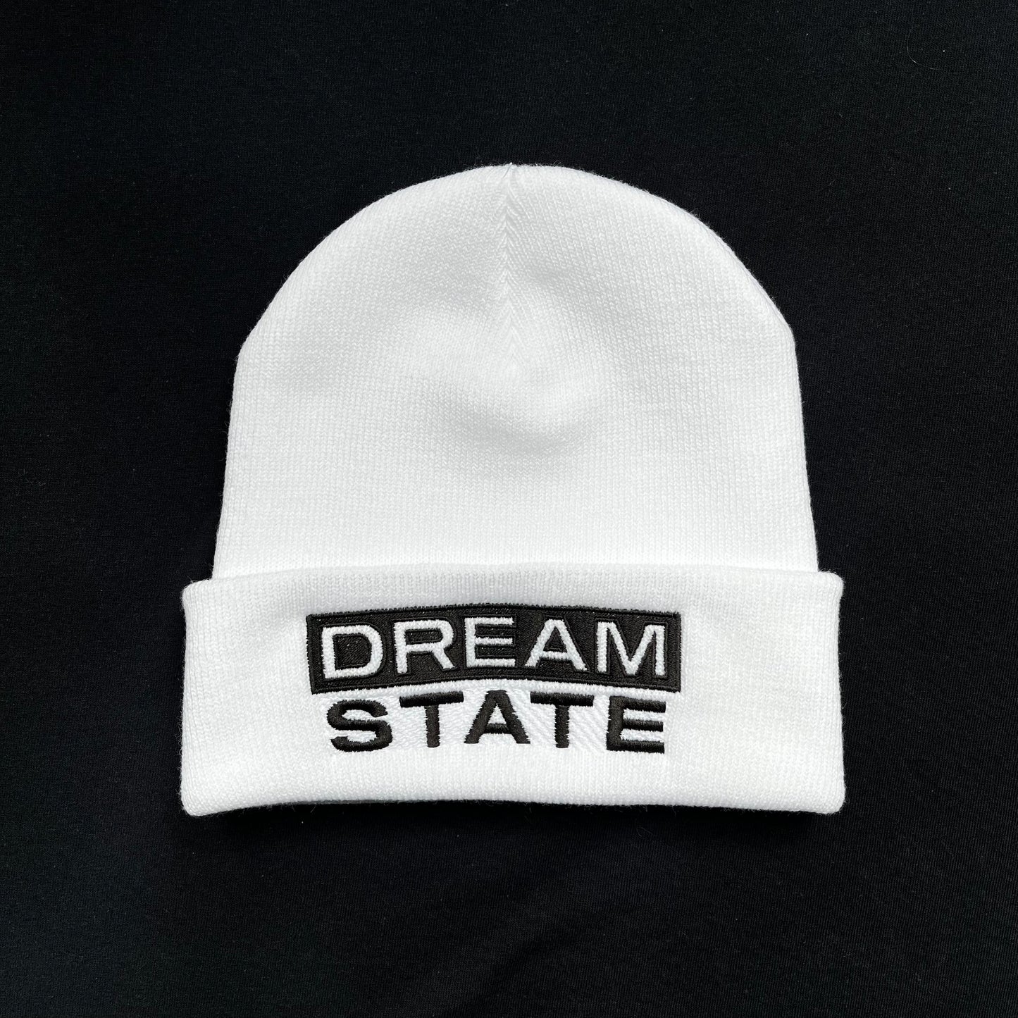 Dream State Embroidered White Beanie